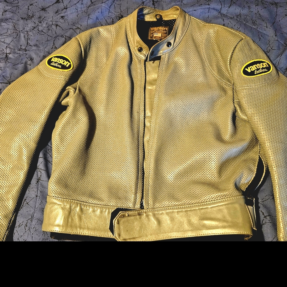 Vanson Gray Perferated Leather Jacket Size 50
